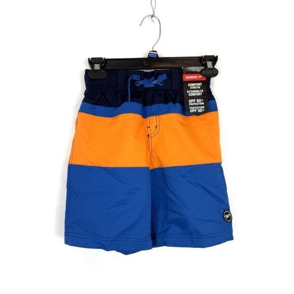 Speedo Youth Boy’s Navy Blue/Orange Swim Trunks Size M
